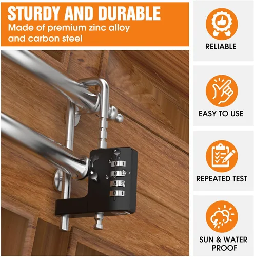 Miniatura 3 de Cerradura de gabinete con combinación, cerradura de armario de combinación ajustable en forma de U para armario de gimnasio, armario, vallas, Negro