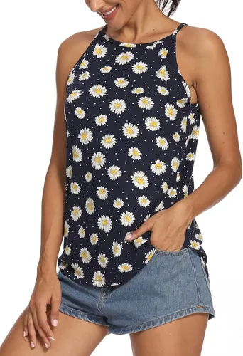Miniatura 3 de LouKeith - Camisetas sin mangas para mujer, estilo casual, con estampado fluido, sin mangas, de algodón, suave, para verano, blusas