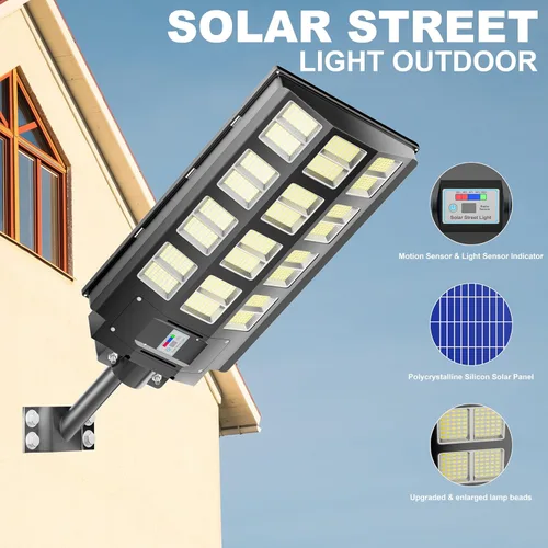 Miniatura 7 de loyoele Luces solares de calle de 9000 W para exteriores, 240000 lúmenes, luz de inundación solar con control remoto y sensor de movimiento, luces
