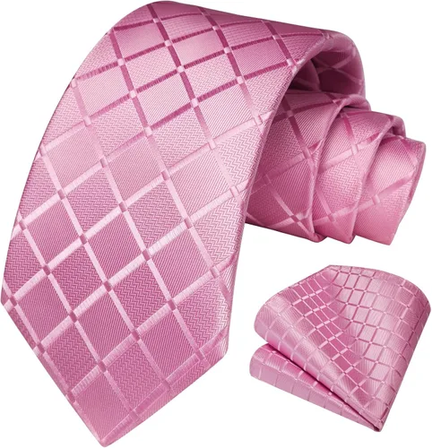 Miniatura 94 de HISDERN Conjunto de corbata a cuadros a cuadros pañuelo tejido clásico formal para hombre corbata y bolsillo cuadrado
