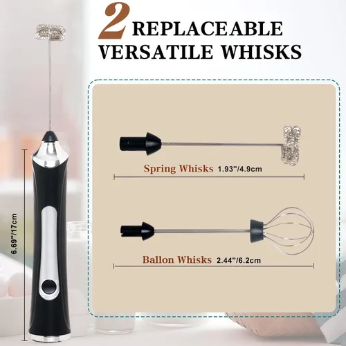Miniatura 5 de Espumador de leche recargable de mano para café, varita espumadora de 3 velocidades con soporte, Batidora De Mano Electrica, Espumador de café con 2