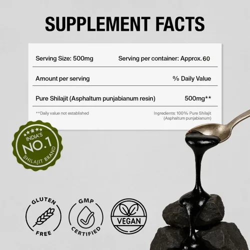 Miniatura 2 de Kapiva Resina de Shilajit 100% Pura del Himalaya (30gm), Alta Potencia para Hombres y Mujeres 120 Porciones de 250mg Más de 80 Oligoelementos