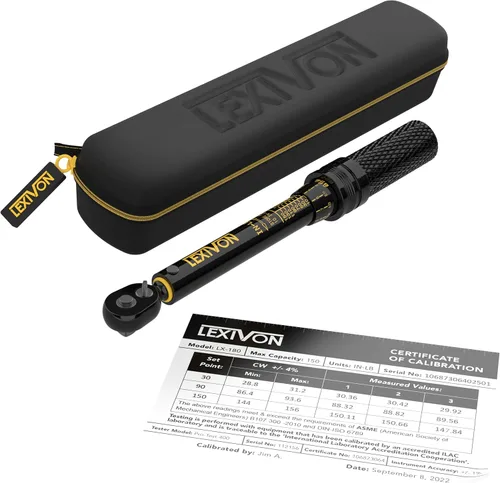 LEXIVON Llave Dinamométrica de Libras-Pulgada 1/4 de Pulgada Dr. | Engranaje de 72 Dientes Tipo Clic Bidireccional | Microajuste 10~150 in-lb