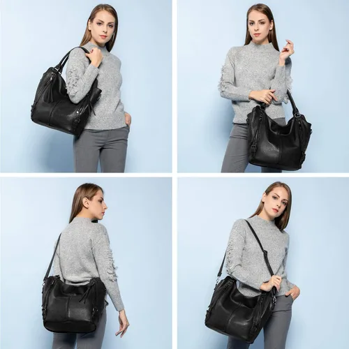 Miniatura 24 de Bolso Hobo oculto para mujer, de piel sintética, bolso cruzado de hombro, bolsa grande con funda desmontable