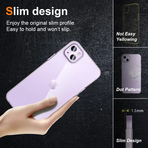 Miniatura 3 de Funda transparente para iPhone 14 Plus. Fundas protectoras de silicona TPU de plástico transparente para iPhone 14 Plus [agarre delgado y cómodo]
