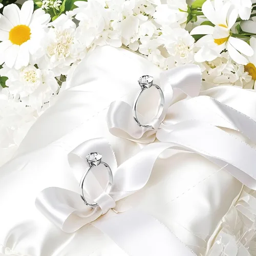 Miniatura 4 de Naler Paquete de 52 anillos plateados para despedida de soltera, anillos de compromiso de diamantes plateados para decoración de mesa de boda