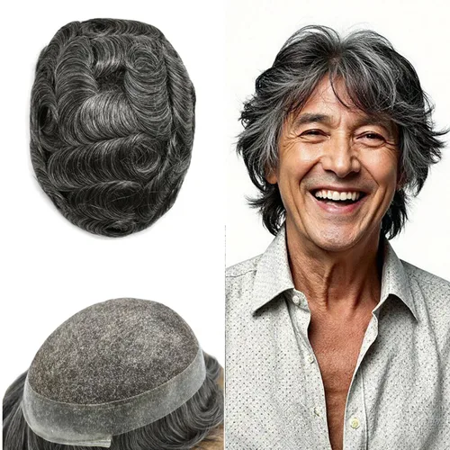 Sistema de cabello para hombre Cabello humano suizo encaje tupé para hombres Piezas de pelo Toupee para hombres Sistema de reemplazo de cabello para