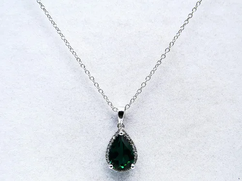 Miniatura 27 de Dazzlingrock Collection Colgante de lágrima de diamante de corte de pera de 18K 10X7 MM creado en laboratorio y diamante de corte redondo, oro blanco