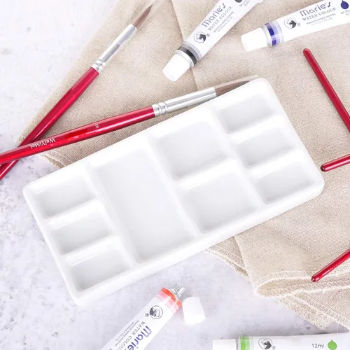 Miniatura 6 de VanEnjoy Paleta de pintura de artista de cerámica cuadrada blanca,Paleta de acuarela de porcelana,Bandeja de mezcla de cerámica para pintura