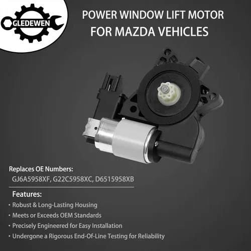 Miniatura 2 de Motor de elevación de ventana eléctrica para Mazda 3, 5, 6, CX-7, CX-9, RX-8 Reemplazar # GJ6A5958XF, G22C5958XC, D6515958XB