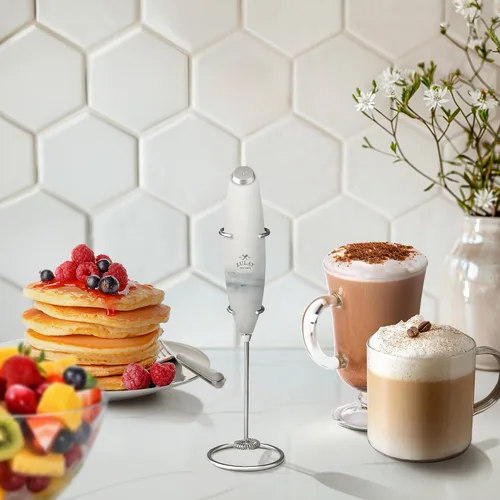 Miniatura 519 de Zulay Milk Boss Espumador de leche potente manual, hace espuma para latte, batidor para mezclar bebidas, café, miniespumador para capuchino, frappé
