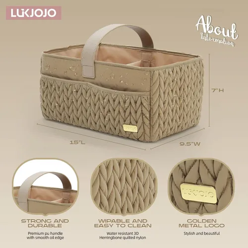 Miniatura 4 de lujoso organizador de pañales para bebé, cesta de almacenamiento para la guardería de lo esencial para el recién nacido, cesta de viaje para bebé