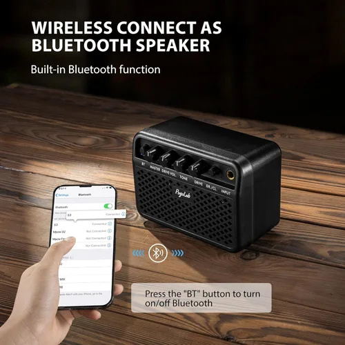 Miniatura 2 de POGOLAB Mini Amplificador de Guitarra, Amplificador Eléctrico Pequeño Portátil de 5W, Efectos Limpios y de Saturación de 2 Canales, Altavoz