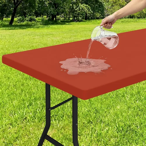 Miniatura 49 de Smiry - Mantel rectangular de vinilo con respaldo de franela elástica ajustada para mesas plegables de 2 pies, manteles impermeables y lavables