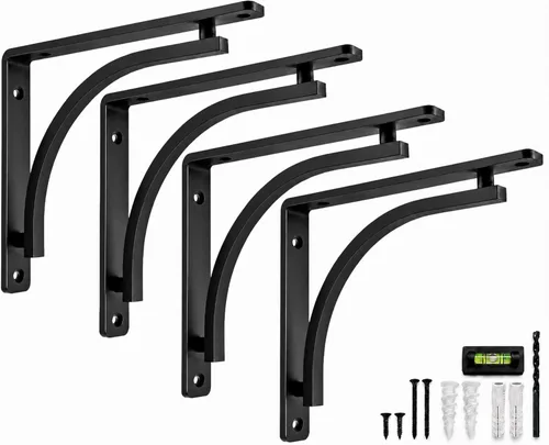 Balin Designs - Soportes clásicos negros resistentes para estantes de 10 pulgadas - Soporte en L, soporte para montaje en pared, soporte de metal