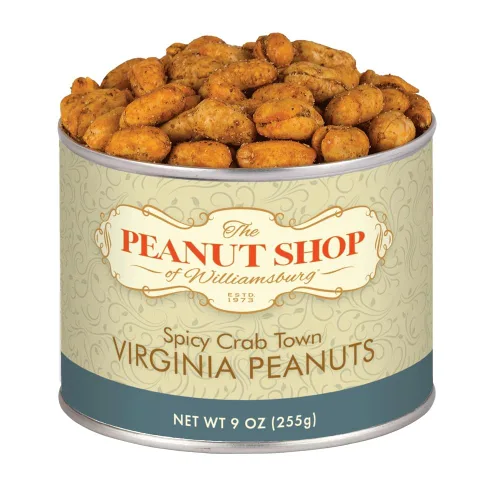 The Peanut Shop of Williamsburg Williamsburg Cacahuetes Crab Town condimento, cacahuetes grandes de Virginia ligeramente salados, cocidos a mano,
