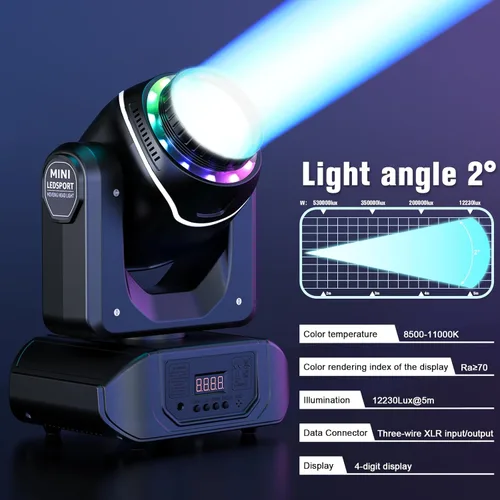 Miniatura 5 de U`King Foco LED de 108W con cabezal móvil y prisma giratorio de 18 facetas, luces de escenario para DJ con 10 gobos y haz de luz de 8
