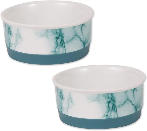 Miniatura 8 de Bone Dry Cuencos de cerámica antideslizantes para mascotas, aptos para lavavajillas, juego grande, 7.5 x 2.4, verde azulado, 2