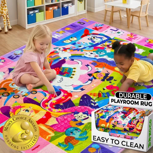 Miniatura 9 de QUOKKA Alfombra Pequeña de Océano para Aula para Niños - Alfombras ABC de 60x41 para Sala de Juegos - Alfombra de Área de Aprendizaje del Alfabeto