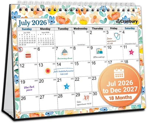 Miniatura 10 de CRANBURY Calendario pequeño de escritorio de pie 2025, 8 x 6 pulgadas (estaciones), calendario abatible con diseños mensuales de temporada