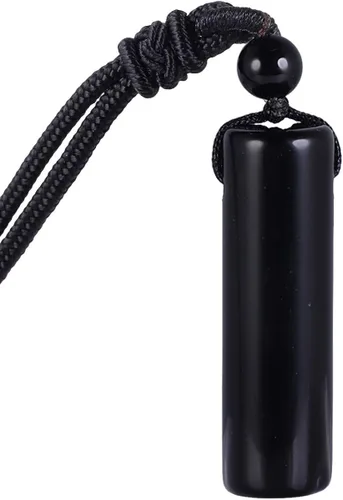 Miniatura 2 de Nupuyai Collar con colgante de cilindro de cristal curativo para mujeres y hombres, amuleto de varita, piedra reiki, cordón trenzado ajustable de 18