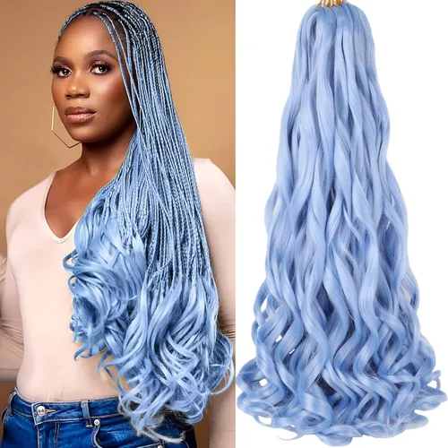 Miniatura 8 de COOKOO 9 paquetes de cabello rizado francés trenzado de 18 pulgadas, suave y flexible, cabello trenzado de alta calidad, rizos franceses, extensión