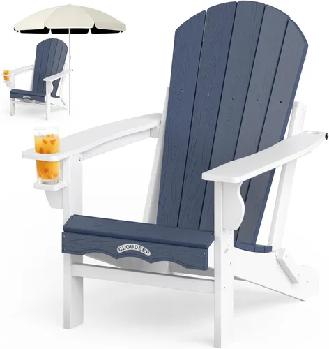 Miniatura 9 de Silla Adirondack plegable – Silla de patio Adirondack reciclable de polietileno de alta densidad para exteriores con soporte para tazas, textura