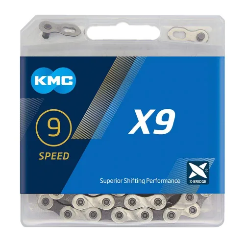 Miniatura 2 de KMC Cadena X9 de 9 velocidades, plata/gris, 122 eslabones