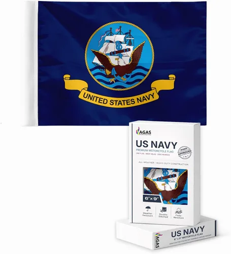 AGAS - Bandera militar de motocicleta de la Marina de los Estados Unidos de 6 x 9 pulgadas, impresa de doble cara en poliéster de punto duradero,