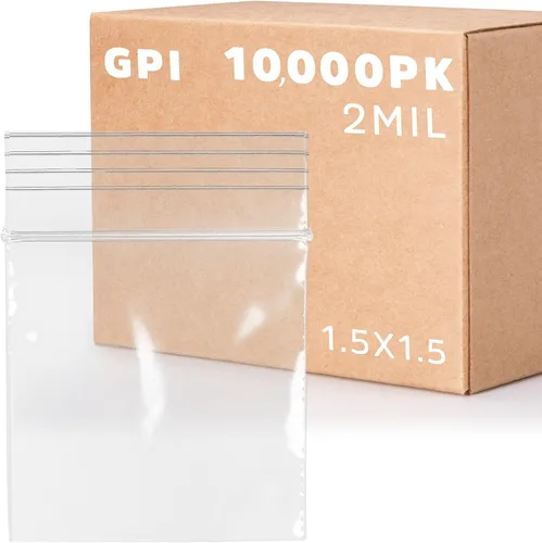 Miniatura 27 de GPI - Paquete de 100 bolsas de plástico transparente con cremallera de 1 x 1 pulgada de grosor, bolsas de plástico transparente con cierre