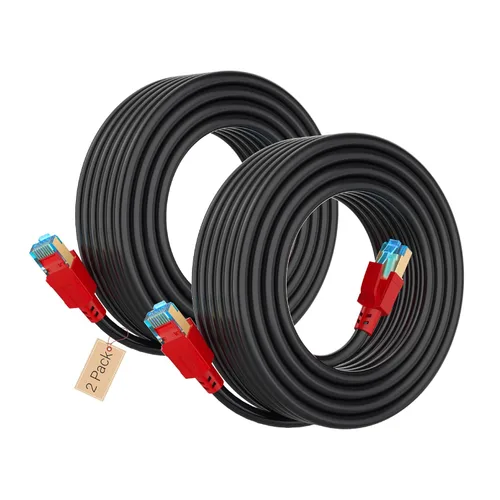 Miniatura 9 de AOPOCKAN TECH Cable Ethernet Cat 8 de 30 pies blindado, exterior e interior, cable de red Cat8 de alta velocidad 26AWG Cat8, 40 Gbps, cable de Negro