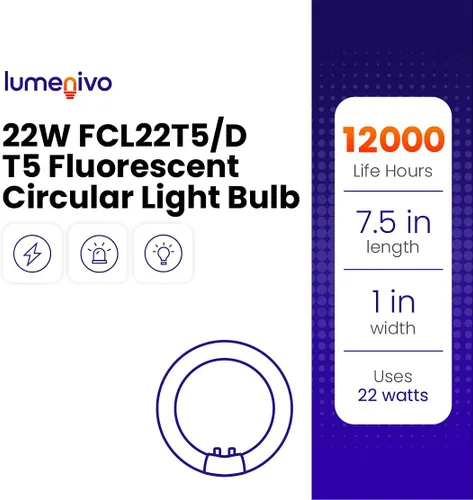 Miniatura 7 de lumenivo FCL22T5/D - Bombilla de repuesto para Rialto 7085-8 T5 de 22 W, 4 pines (G10Q-4), bombilla circular fluorescente de 7.5 pulgadas