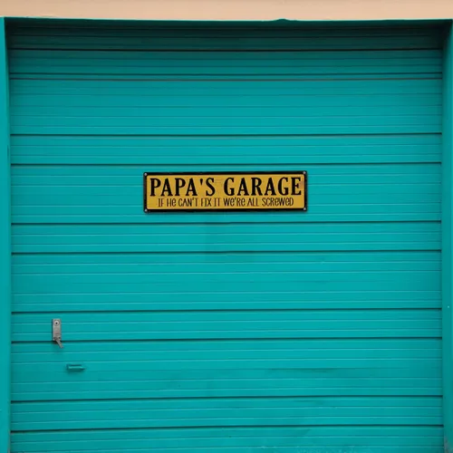 Miniatura 4 de Metal Fathers Day Gift, Retro Metal Tin Sign, Man Cave Decor, Papa's Garage, If He Can't Fix It We're Screwed, Garage Workshop Decor, Gift for Papa
