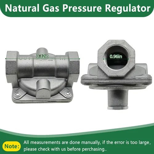 Miniatura 8 de Regulador de presión de gas natural con rosca FNPT de 3/4", presión de entrada de 1/2 PSIG y salida WC de 4"-10" para parrilla, líneas de tubería