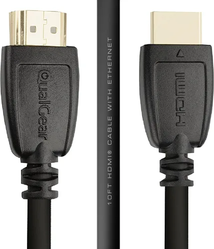 Miniatura 2 de QualGear Cable HDMI 2.0 de alta velocidad con Ethernet (3 pies), 100% cobre OFC, contactos chapados en oro de 24 quilates, triple blindado. Soporta