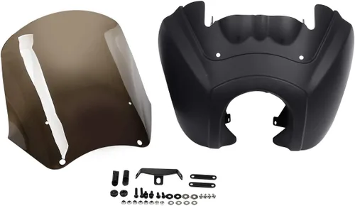 Miniatura 2 de Cubierta de carenado de faros delanteros color negro mate con parabrisas de 15 pulgadas para Harley Davidson Dyna Street Bob T