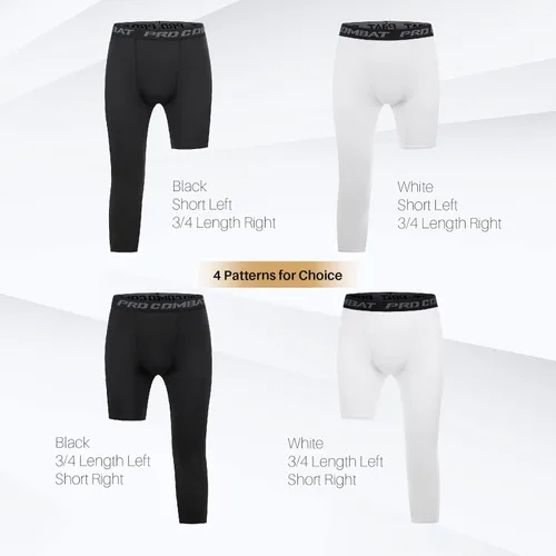 Miniatura 6 de Koalarun Mallas de compresión de una pierna para baloncesto para hombre 34 Capri Sports Leggings Pantalones de entrenamiento atlético, capas base