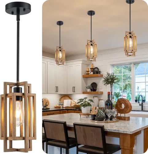 Miniatura 13 de Lámparas colgantes de granja, modernas luces colgantes doradas de 59 pulgadas, ajustable, pequeña, cuadrada, colgante de techo, para cocina, isla, 1