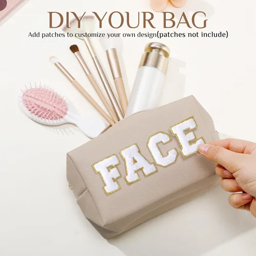 Miniatura 3 de Sanwuta 9 bolsas de maquillaje a granel de poliuretano con doble cremallera, bolsa de cosméticos, artículos de tocador de maquillaje, bolsa pequeña