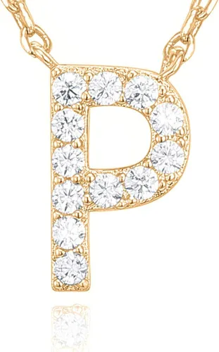 Miniatura 53 de PAVOI 14K White Gold Plated Cubic Zirconia Initial Necklace Letter Dainty Necklaces for Women