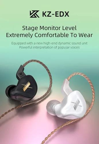 Miniatura 2 de KZ EDX - Monitores intrauditivos, estéreo HiFi para escenario/estudio IEM con aislamiento de ruido con cable deportivo, auriculares con cable Negro