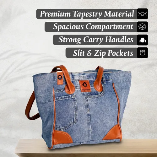 Miniatura 5 de THE VIADO Bolso de hombro de mezclilla para mujer, bolso de mano de gran capacidad con retro