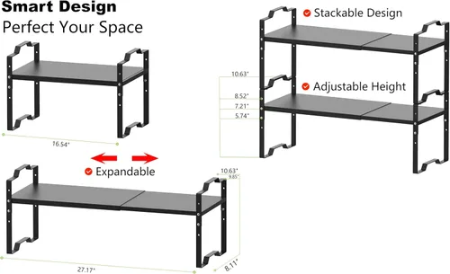 Miniatura 5 de Jojocross Estante expandible para organizador de gabinete, estante de especias apilable ajustable en la cocina y el baño más, encimera de encimera