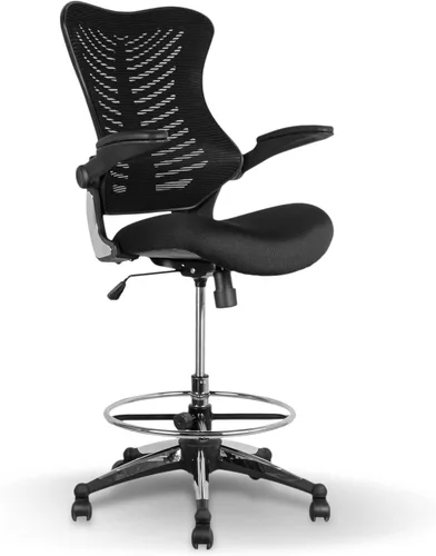 Silla ergonómica de 300 libras para dibujar, silla de oficina alta, silla de escritorio para estar de pie, con reposabrazos abatibles, asiento de
