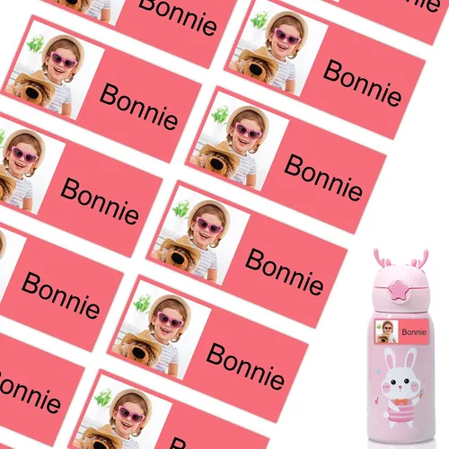 Miniatura 19 de 78 etiquetas personalizadas para niños con fotos impermeables, etiquetas de nombre personalizadas para suministros escolares, guardería, botellas