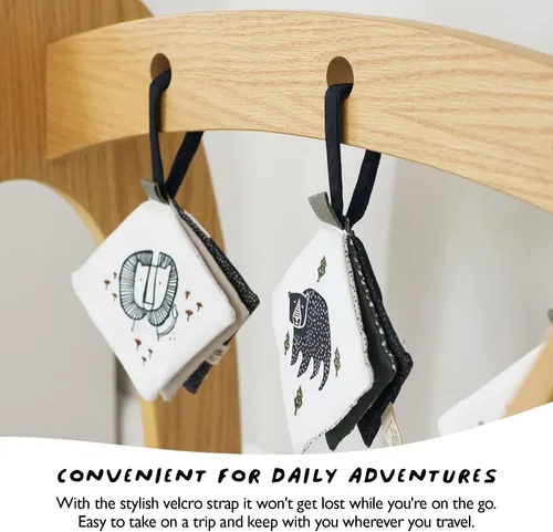 Miniatura 4 de Wee Gallery Woodland Animals Crinkle Pages - Juguete para cochecito de bebé, juguete sensorial colgante arrugado con espejo para bebés, arte animal