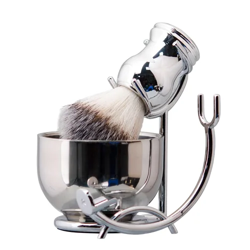 Miniatura 7 de Grandslam Kit de cepillo de afeitar y cuenco para hombres, juego de brochas de afeitar 3 en 1, cuenco de afeitar y soporte de acero inoxidable, kit
