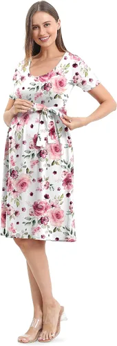 Miniatura 3 de SUNNYBUY Vestido de maternidad para mujer, vestido de maternidad casual, vestido de embarazo, longitud hasta la rodilla con cinturón