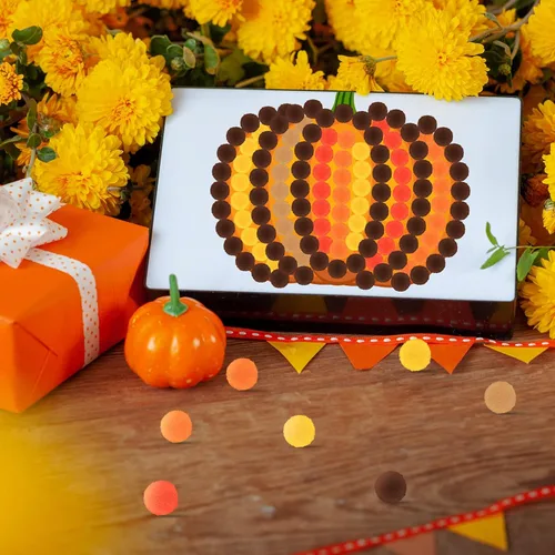 Miniatura 4 de Tegeme 2000 pompones de otoño de 0.39 pulgadas (0.4 in), color naranja y marrón, bolas peludas para manualidades, manualidades, decoración de fiesta