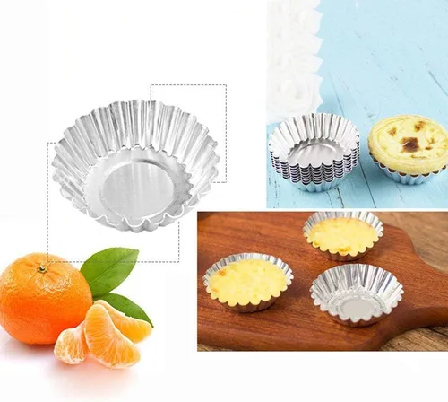 Miniatura 5 de 20 mini latas de aluminio para tartas de 2.8 pulgadas, moldes para tarta de huevo, moldes reutilizables para hornear, pasteles de queso, postres